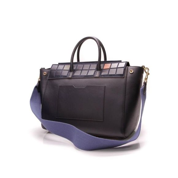 Anya Hindmarch Space Invaders Messenger Bag Navy Flap Tote Crossbody retro purse - Picture 5 of 8